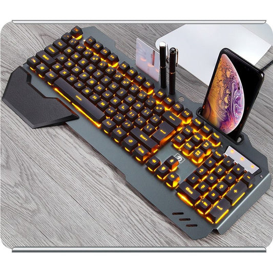 ErgonomicWired Gaming Keyboard with RGB Backlight Phone Holder - Raifaonline