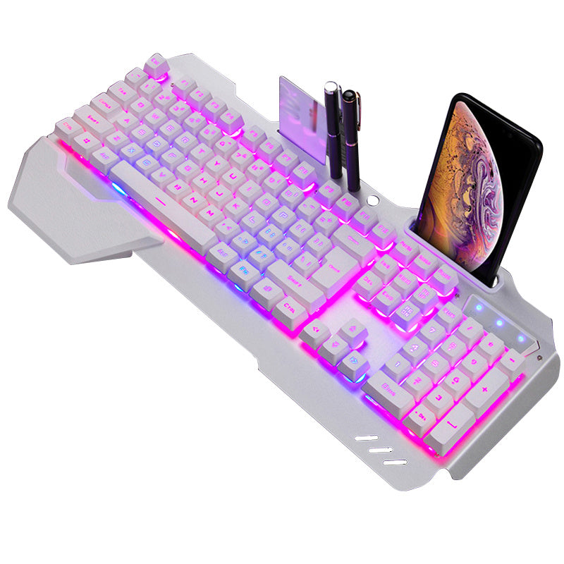 ErgonomicWired Gaming Keyboard with RGB Backlight Phone Holder - Raifaonline