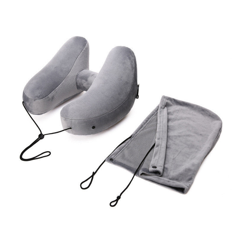 Inflatable Travel Pillow with Hood for Neck Support - Raifaonline