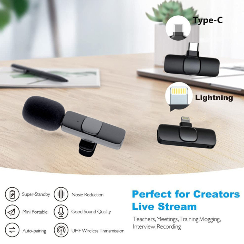 Wireless Lavalier Microphone Portable Audio Video Recording Mini Mic - Raifaonline