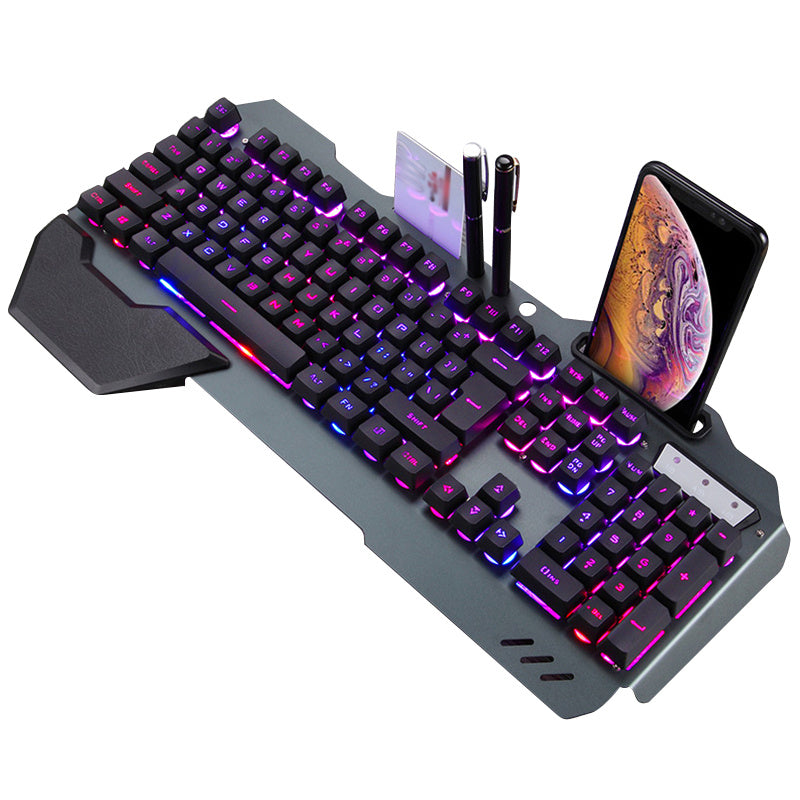 ErgonomicWired Gaming Keyboard with RGB Backlight Phone Holder - Raifaonline