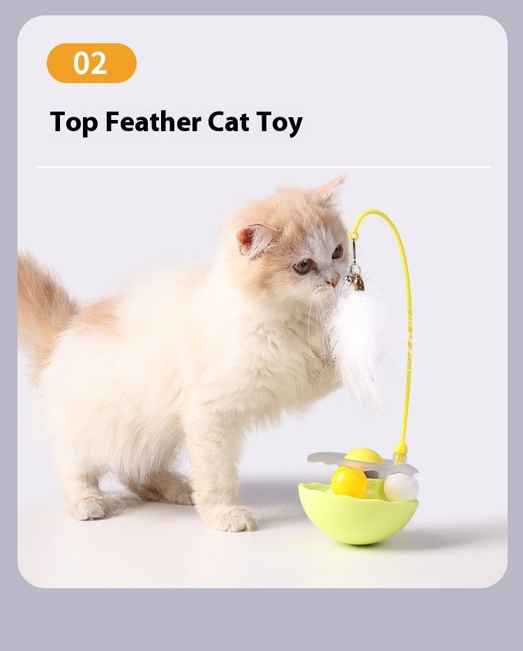 Kitten Play Toy – Wobble Feeder with Teasing Feather Wand - Raifaonline