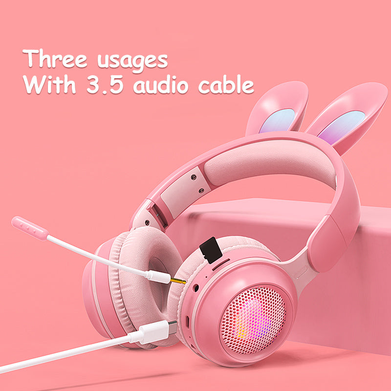 Rabbit Ear  Wireless Luminous Extendable Wheat Headphones - Raifaonline