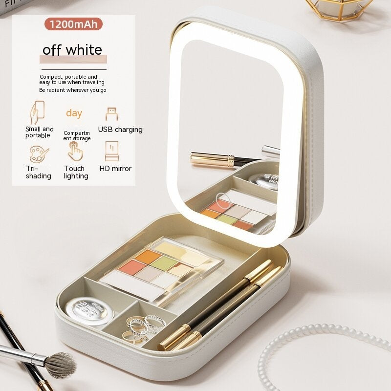 Makeup Storage Box With LED Light Mirror - Raifaonline