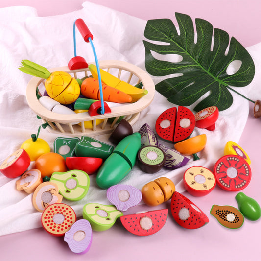Wooden Vegetable Magnetic Children's Play House Cut Fruit Toys - Raifaonline