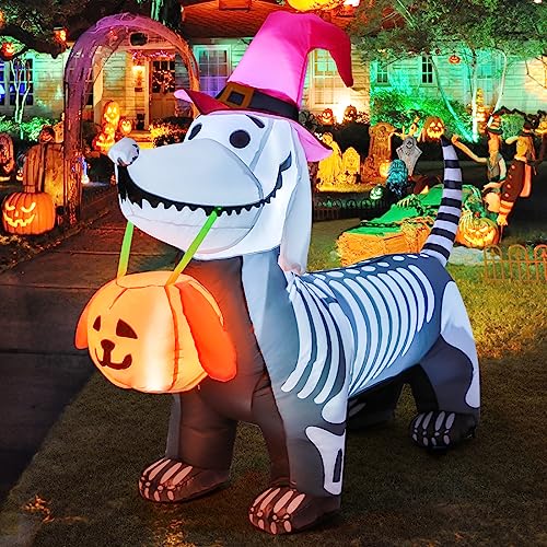 GOOSH 5.5FT Halloween Inflatable Skeleton Puppy
