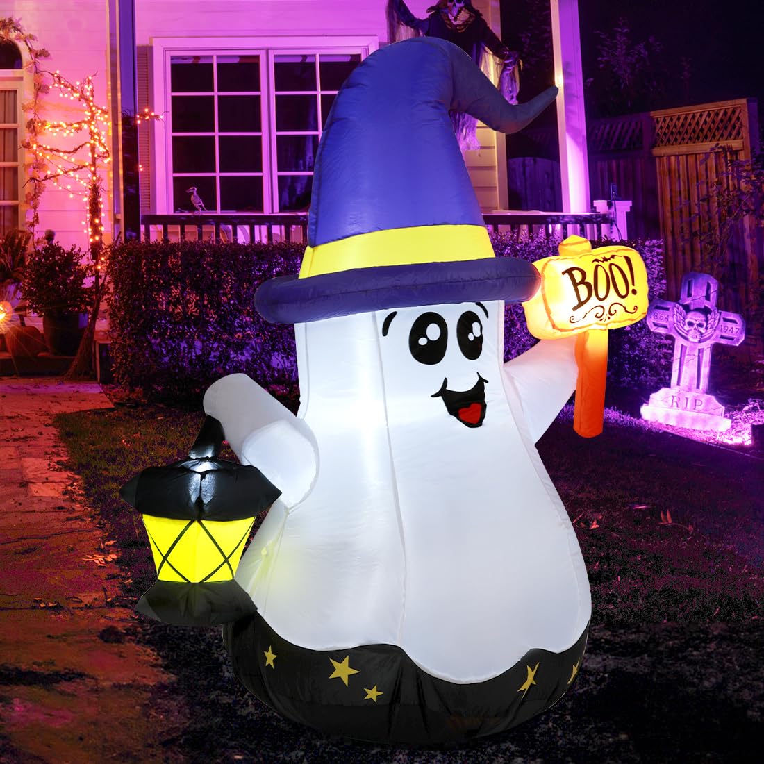 GOOSH 5FT Halloween Inflatable Wizard Ghost