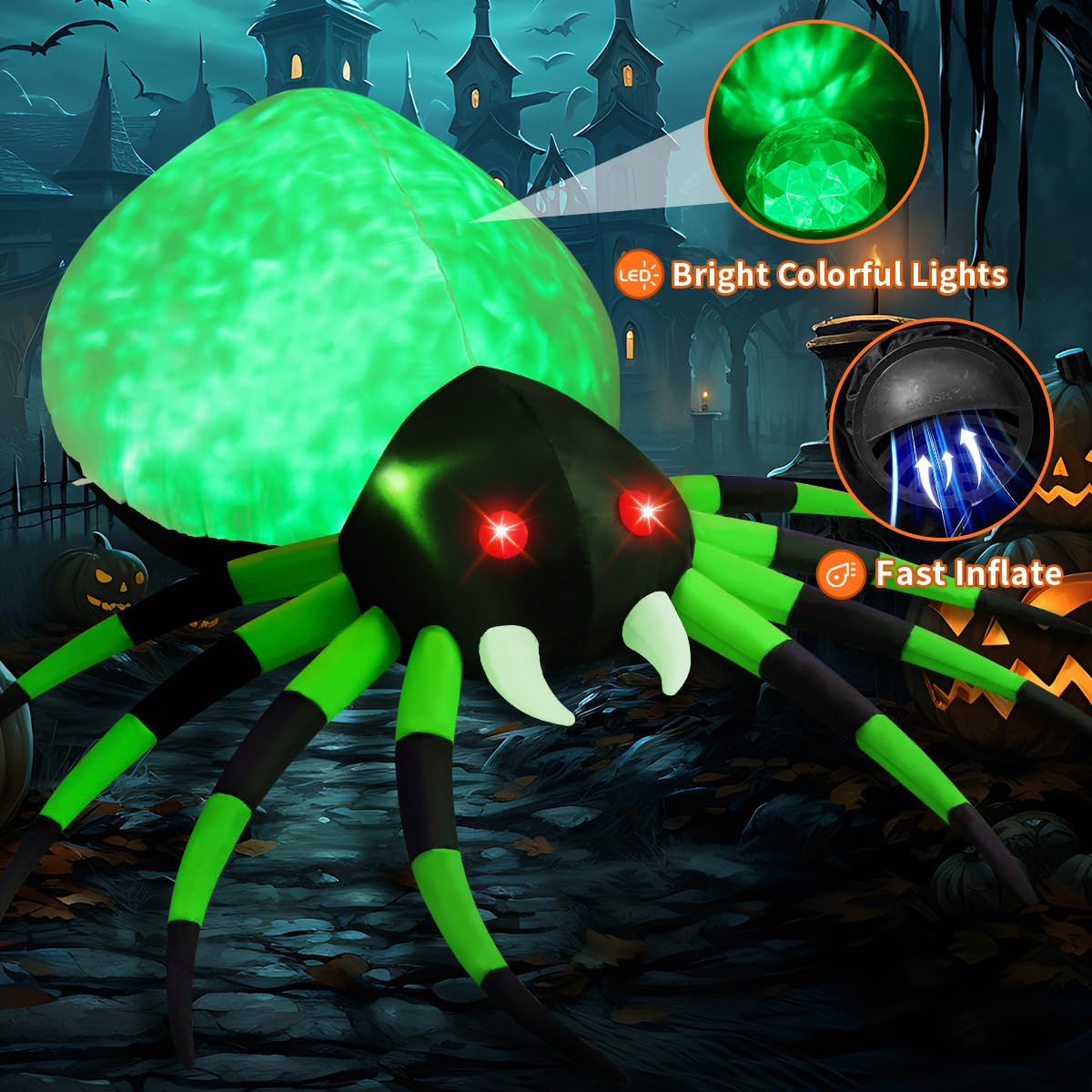 GOOSH 8FT Halloween Inflatable Spider