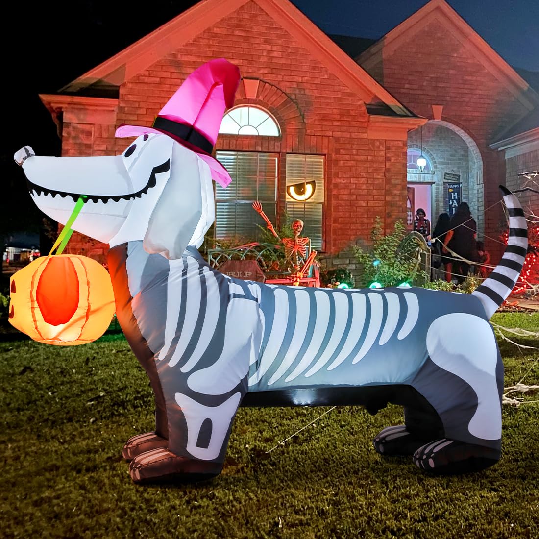 GOOSH 5.5FT Halloween Inflatable Skeleton Puppy
