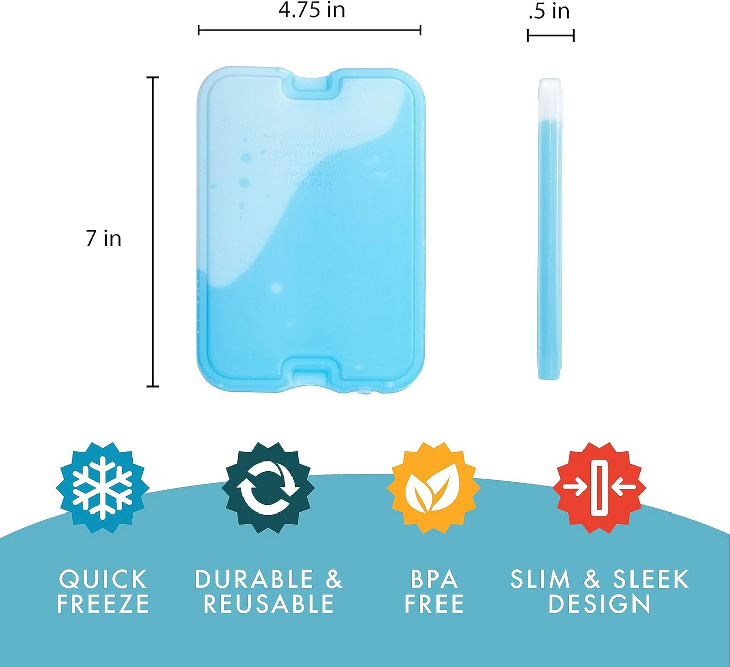 Cool Coolers by Fit & Fresh 4 Pack XL Slim Ice Packs