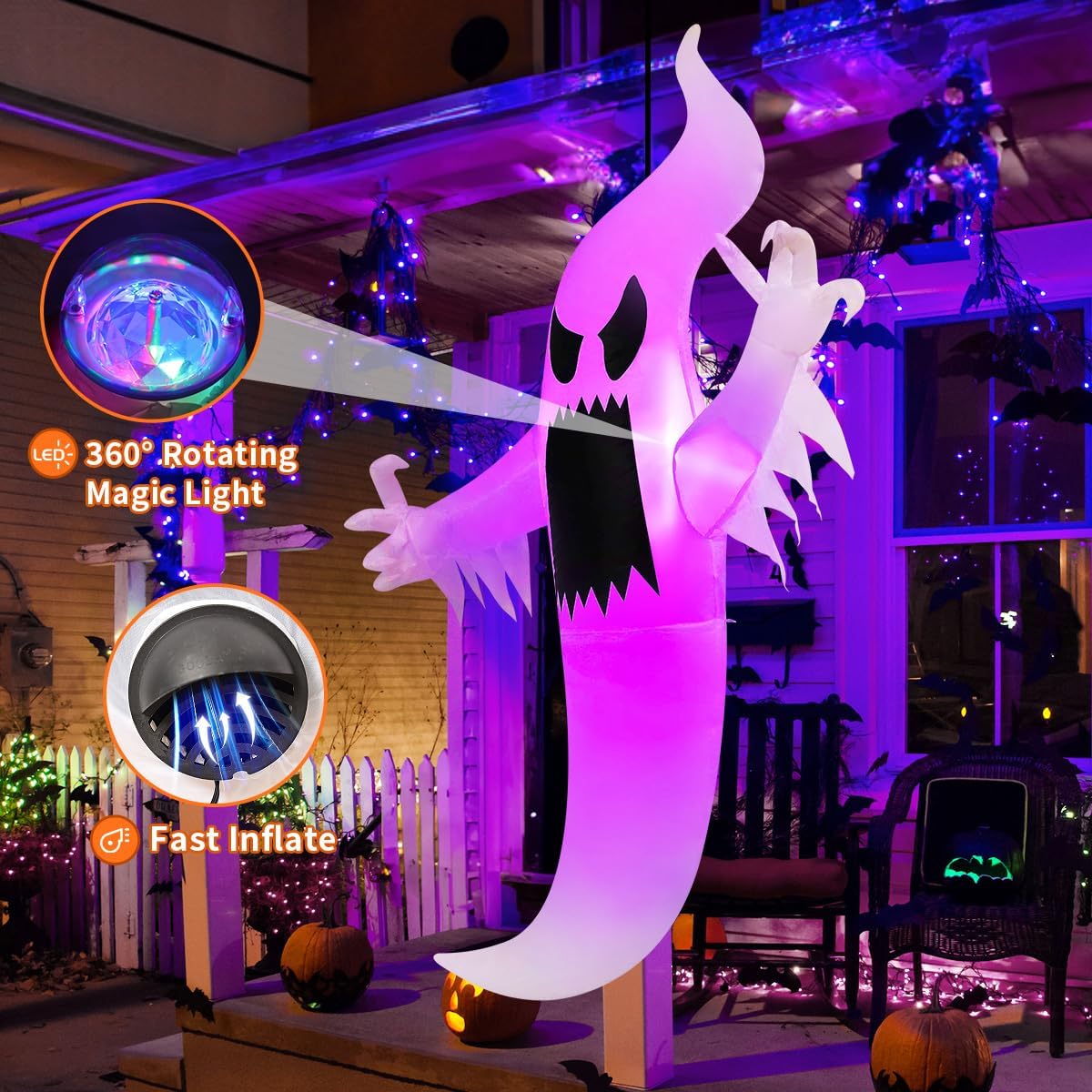 GOOSH 6FT Halloween Inflatable Hanging Ghost