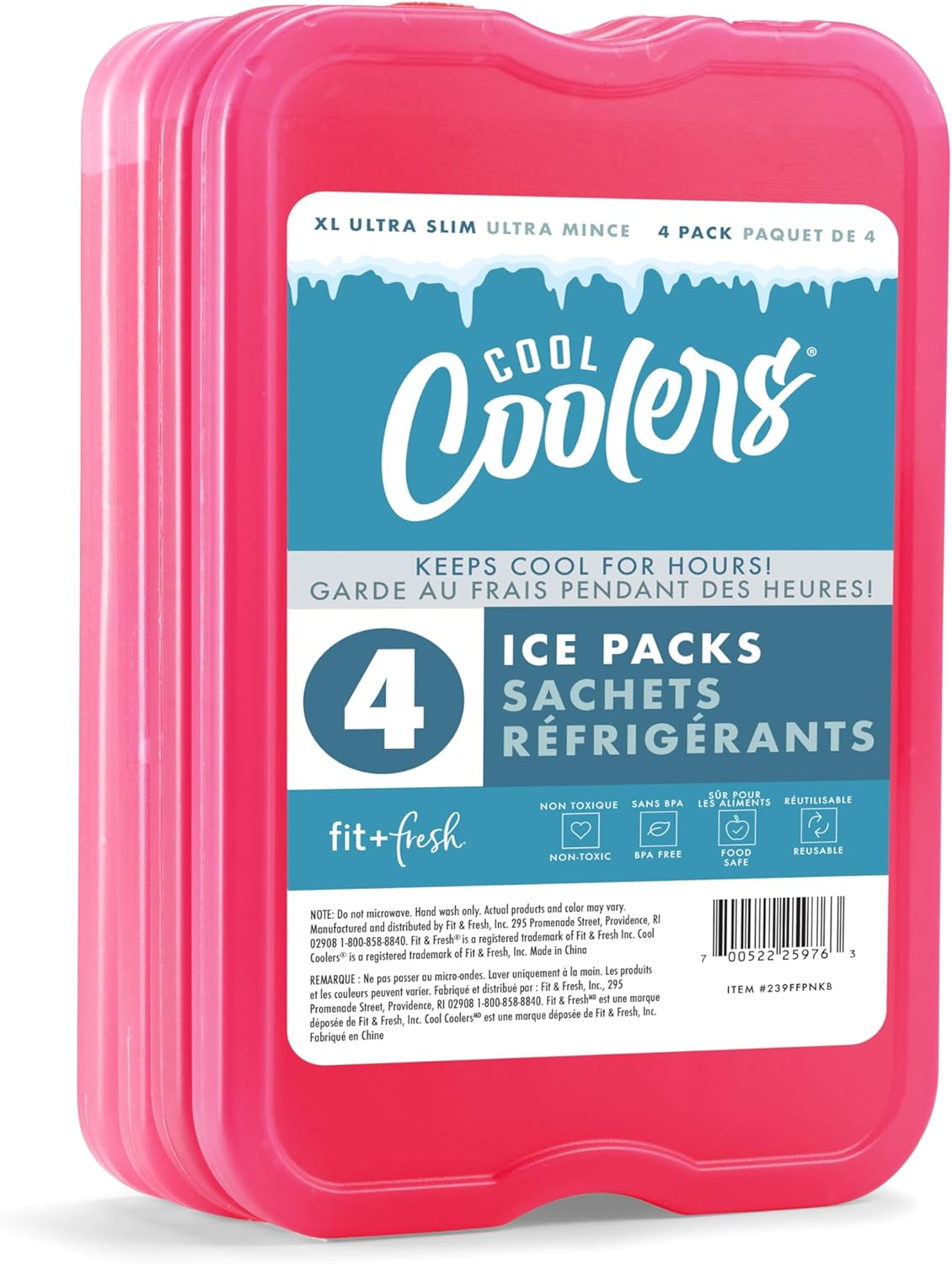 Cool Coolers by Fit & Fresh 4 Pack XL Slim Ice Packs