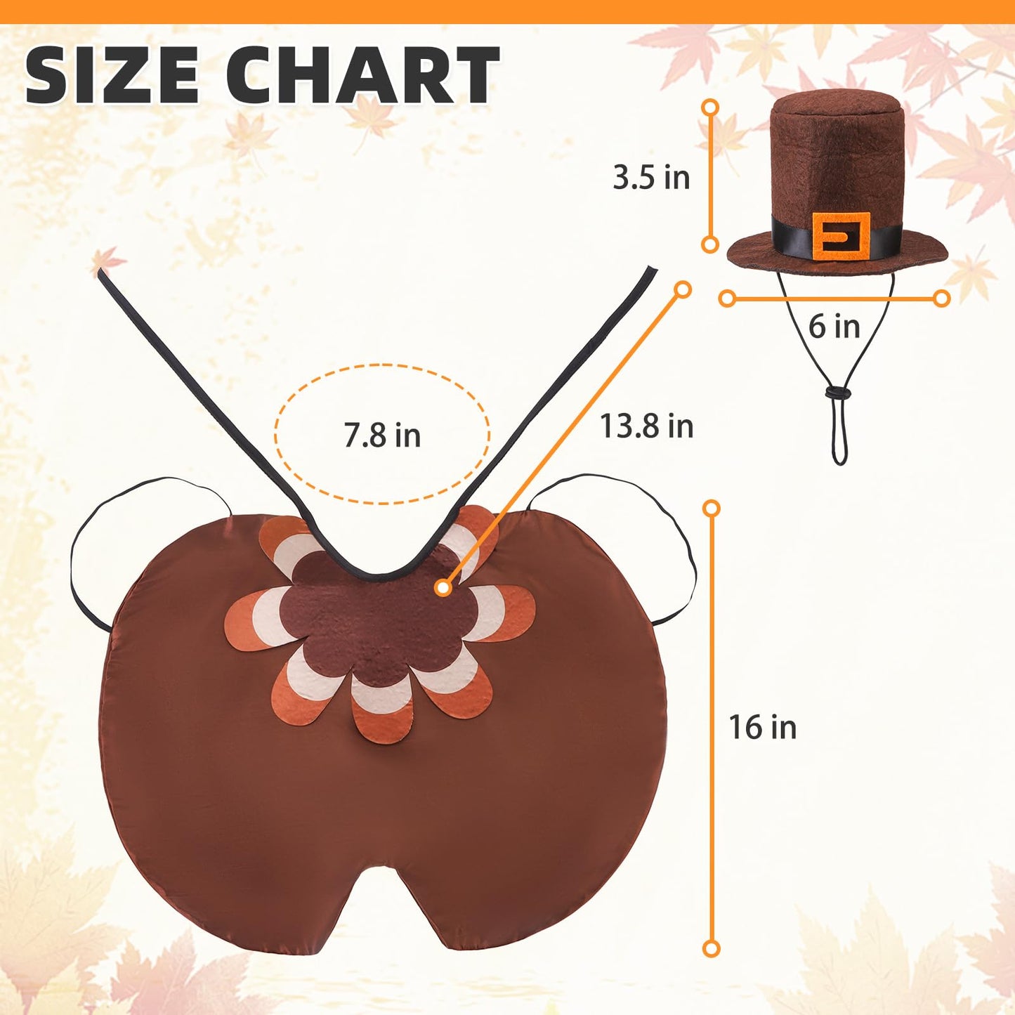 Pumpkin Cape & Hat Set for Small to Large Pets, Funny Holiday