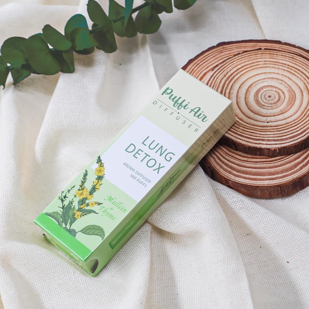 Herbal Diffuser Pen for Lung Detox and Oral Air Freshening with Extracts of Mullein, Thyme and Mint - 2 Packs