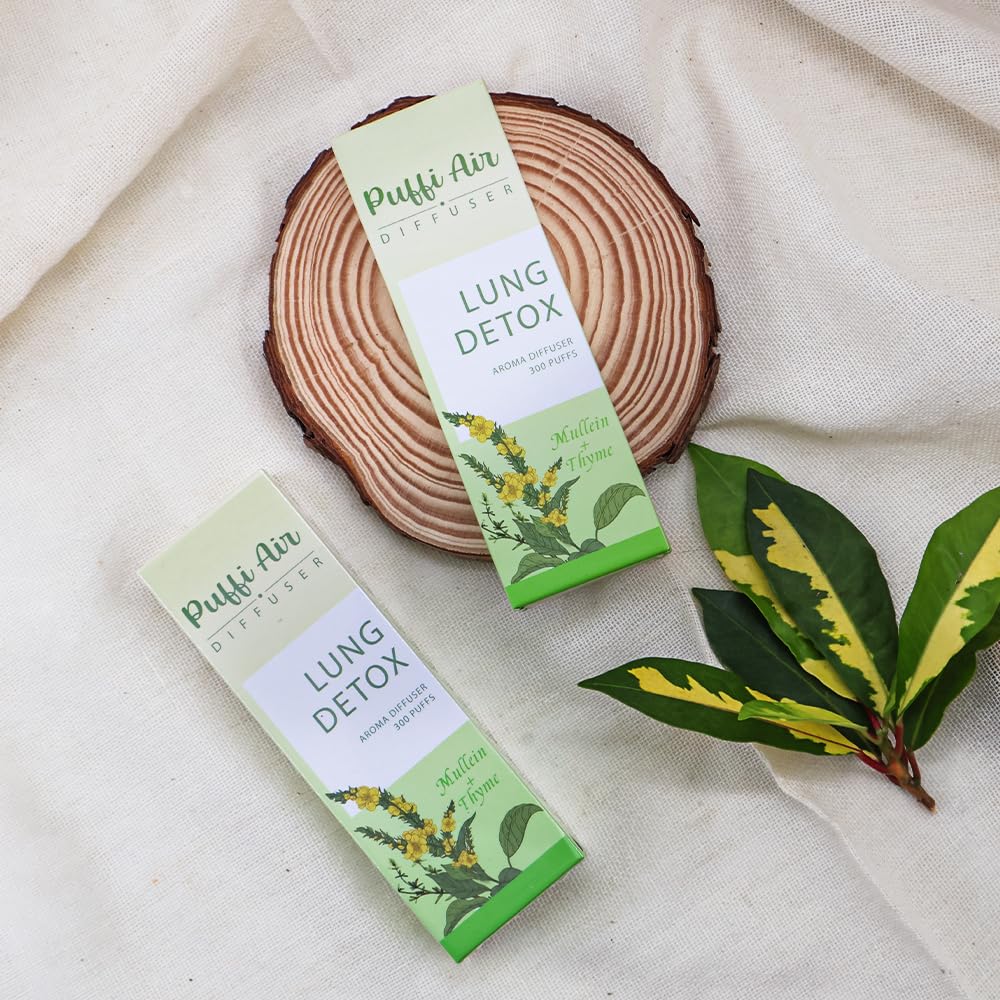 Herbal Diffuser Pen for Lung Detox and Oral Air Freshening with Extracts of Mullein, Thyme and Mint - 2 Packs