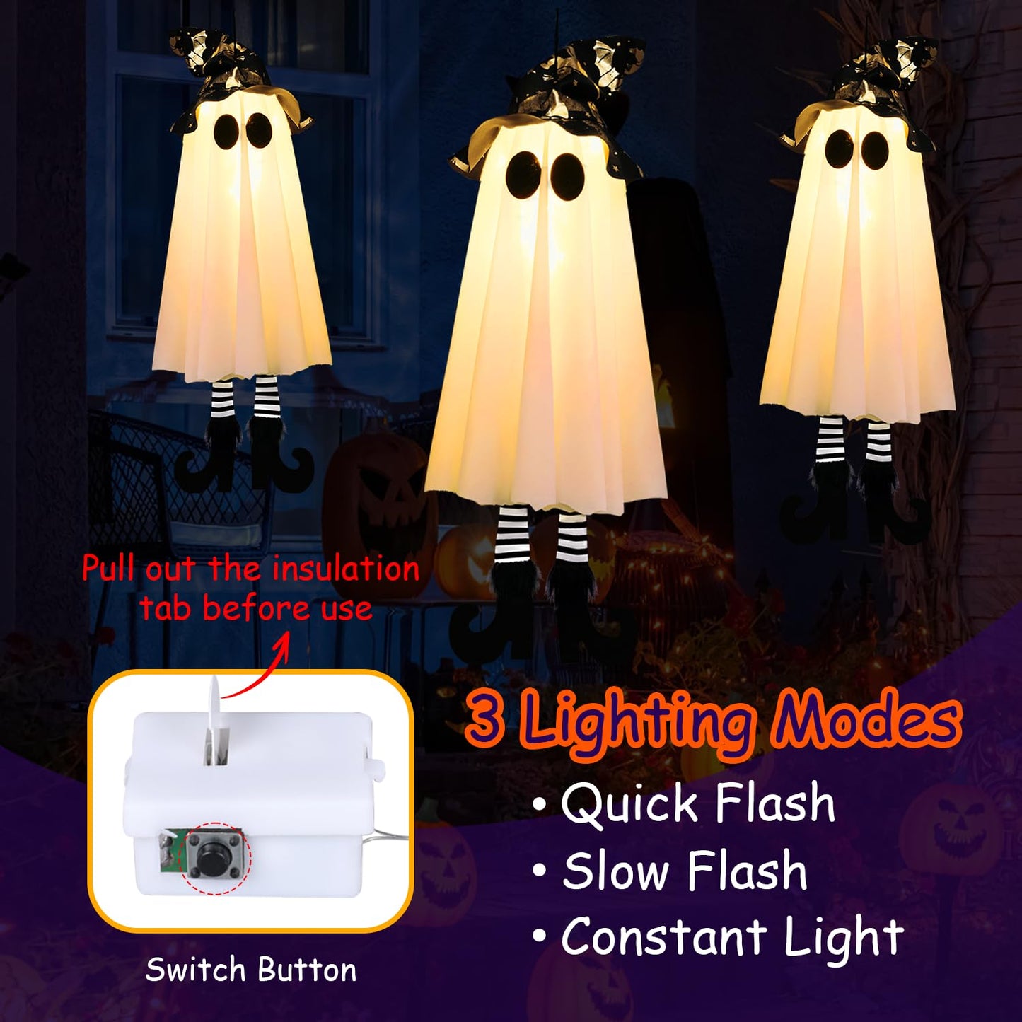 Halloween Decor Hanging Ghost Lights