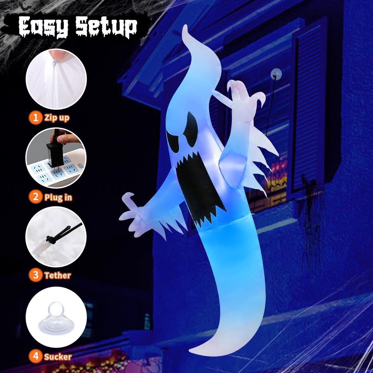 GOOSH 6FT Halloween Inflatable Hanging Ghost