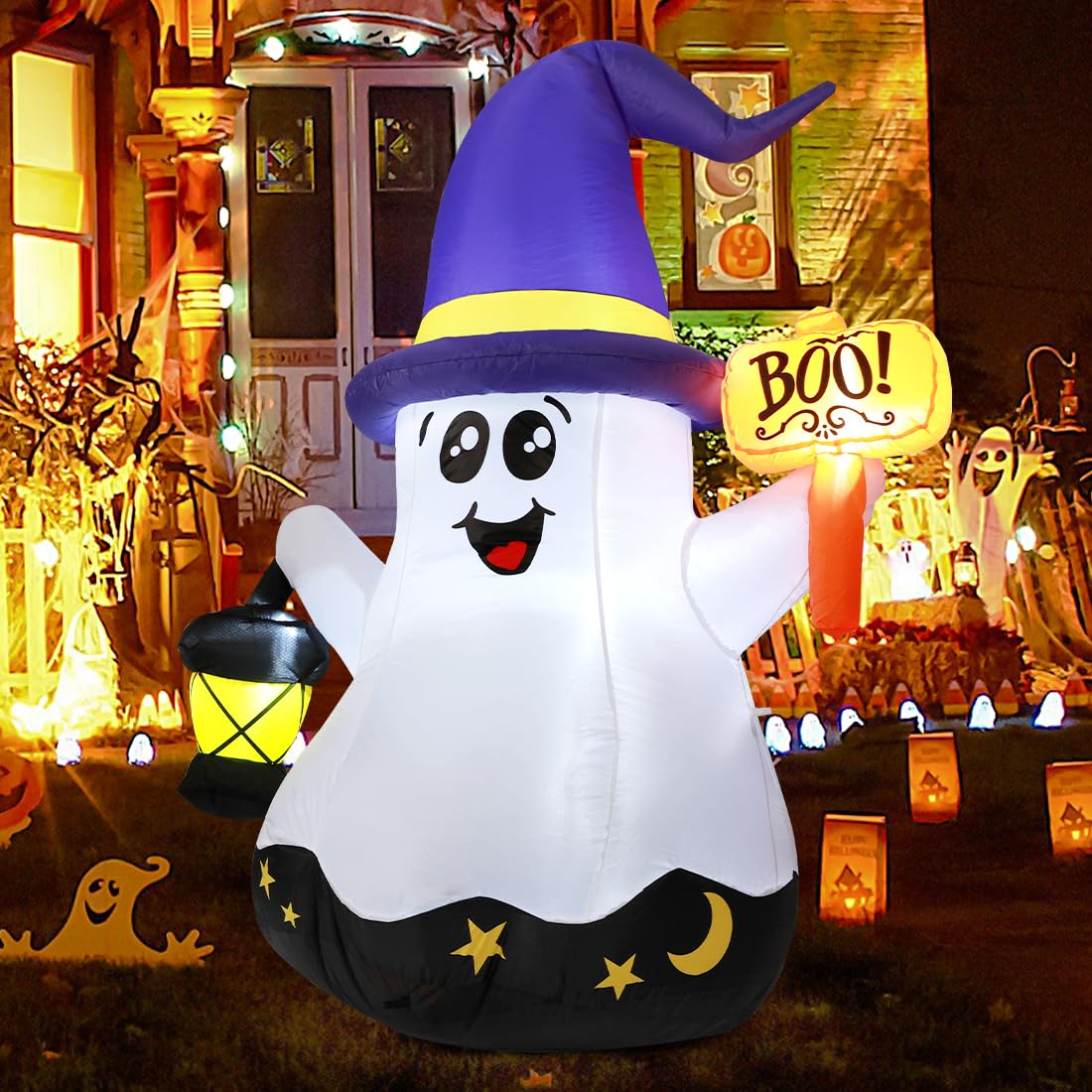 GOOSH 5FT Halloween Inflatable Wizard Ghost
