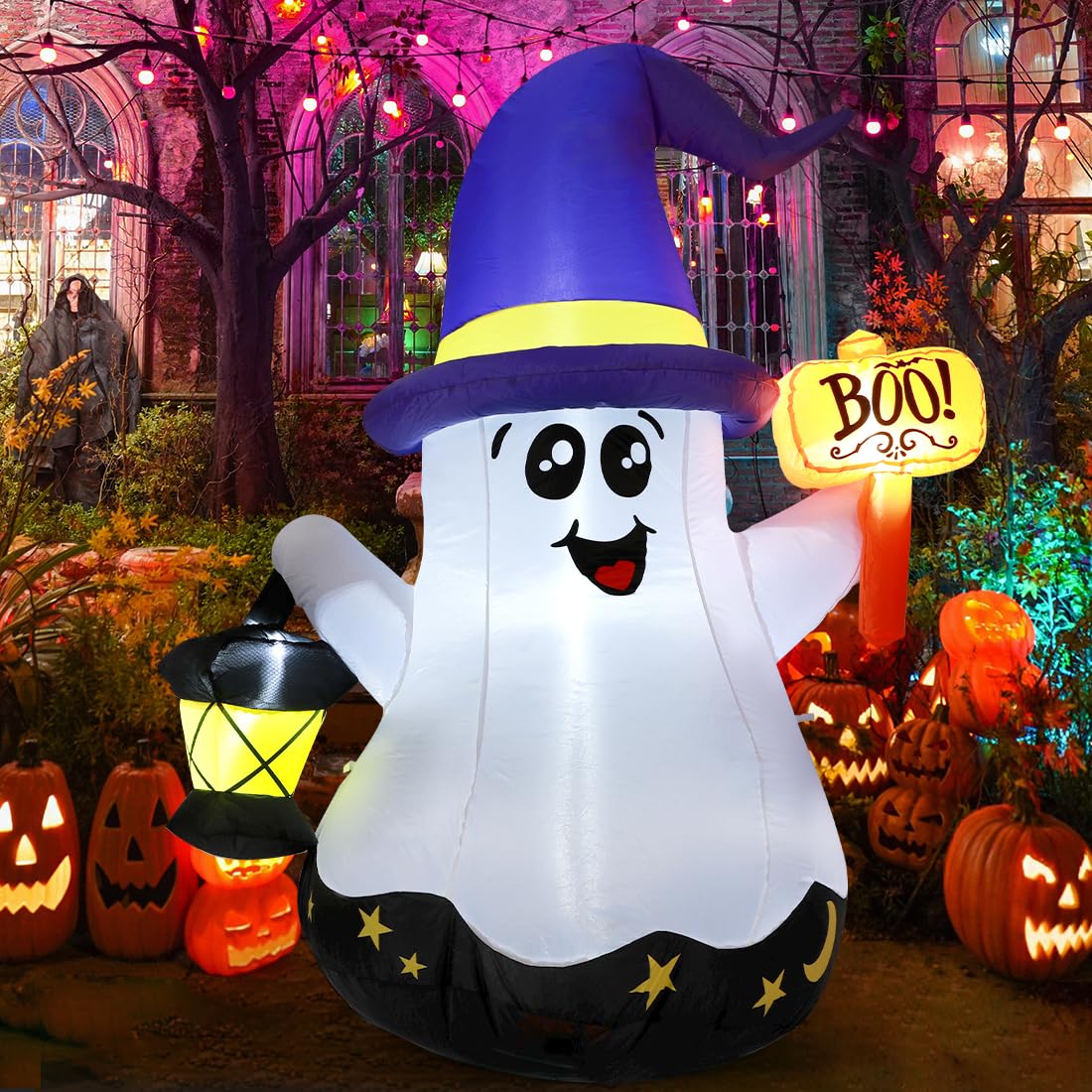 GOOSH 5FT Halloween Inflatable Wizard Ghost
