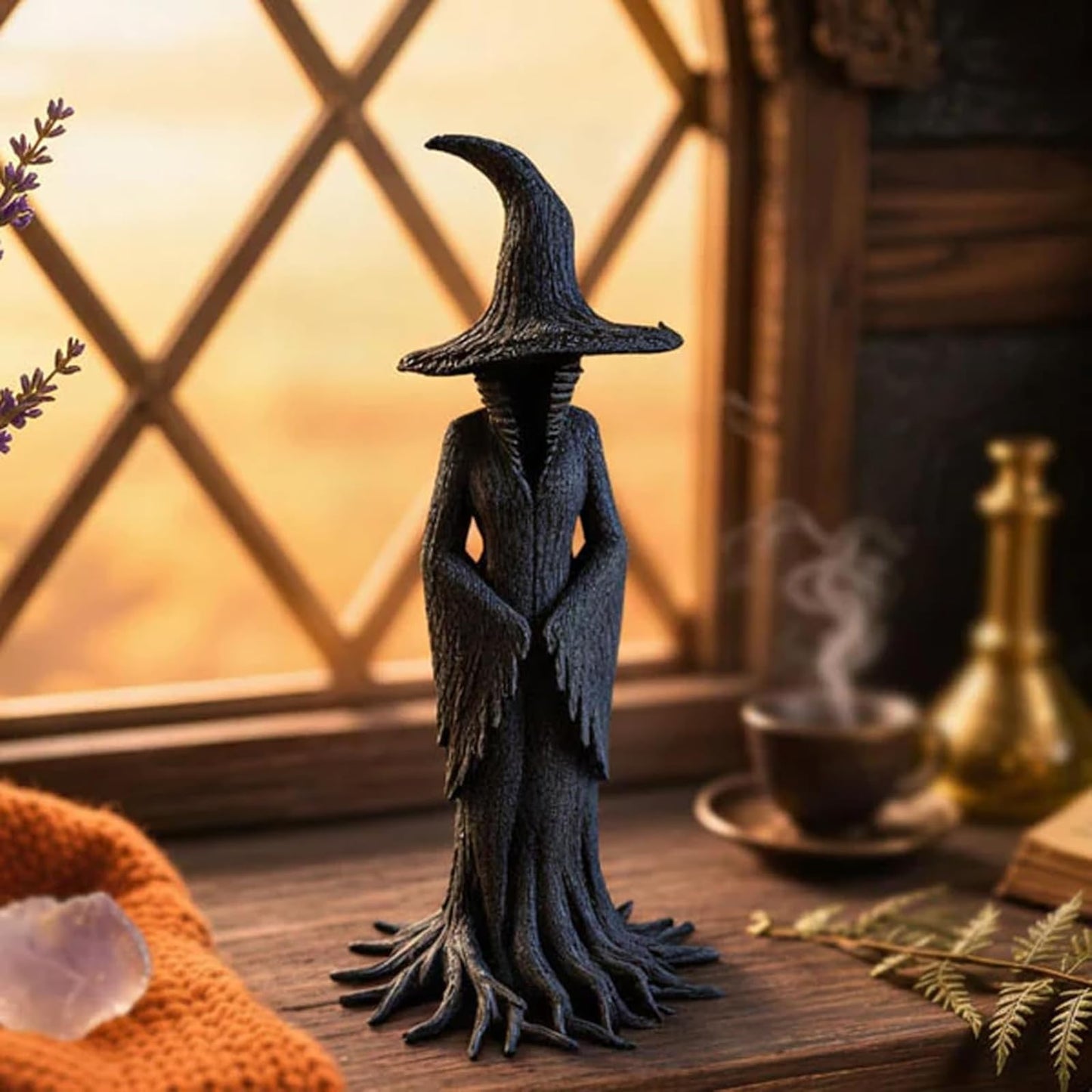 EAZZ Halloween Witch Statue β 20β Tall Resin Figurine with Gothic Details