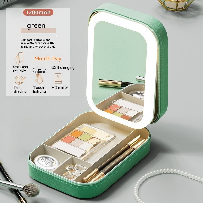 Makeup Storage Box With LED Light Mirror - Raifaonline