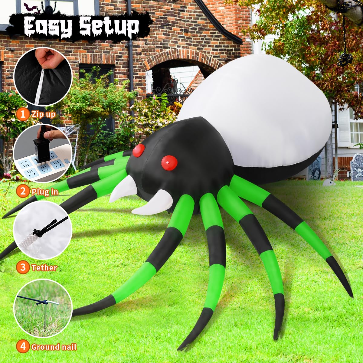 GOOSH 8FT Halloween Inflatable Spider