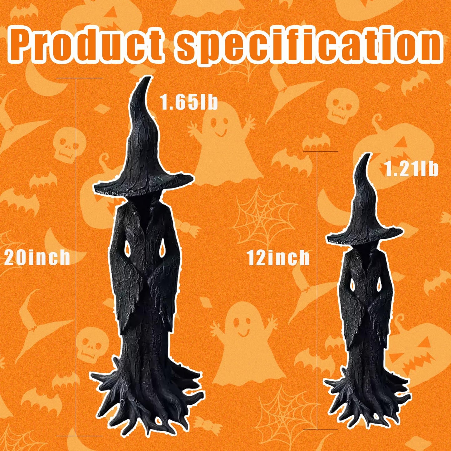 EAZZ Halloween Witch Statue β 20β Tall Resin Figurine with Gothic Details