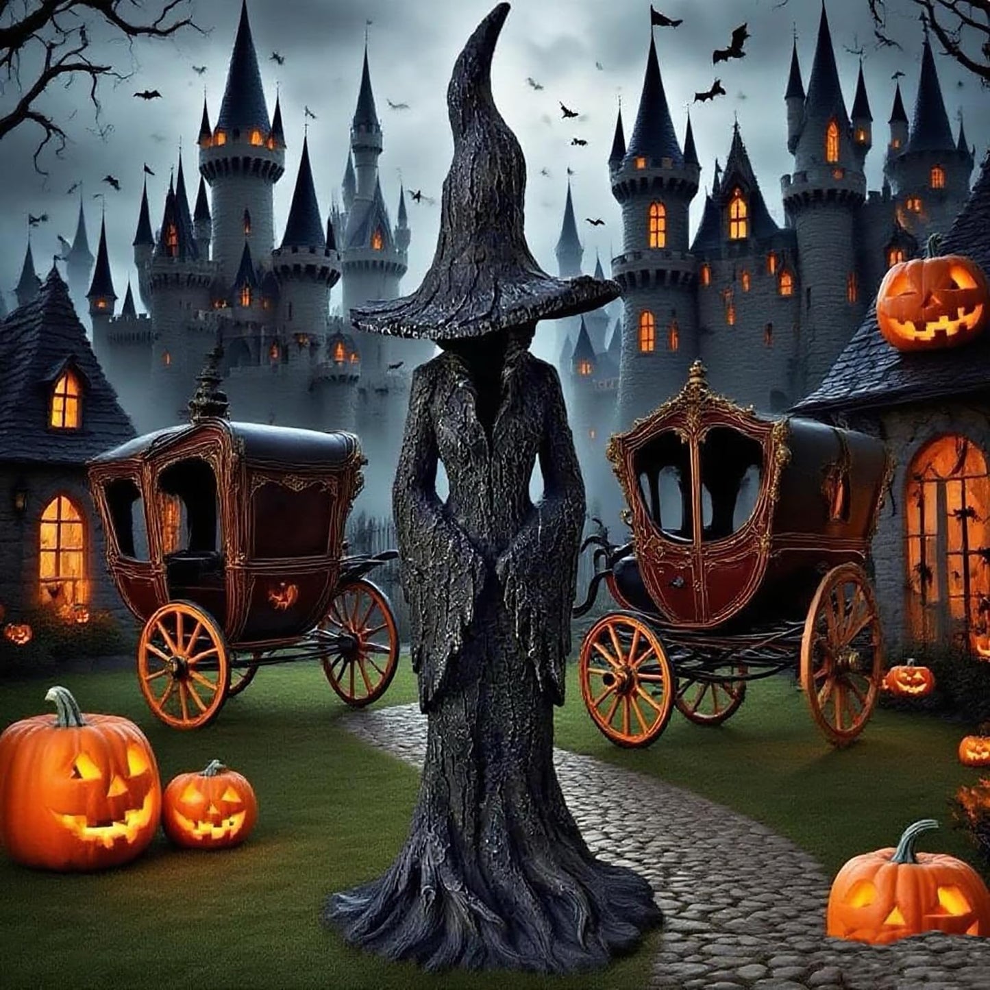 EAZZ Halloween Witch Statue β 20β Tall Resin Figurine with Gothic Details