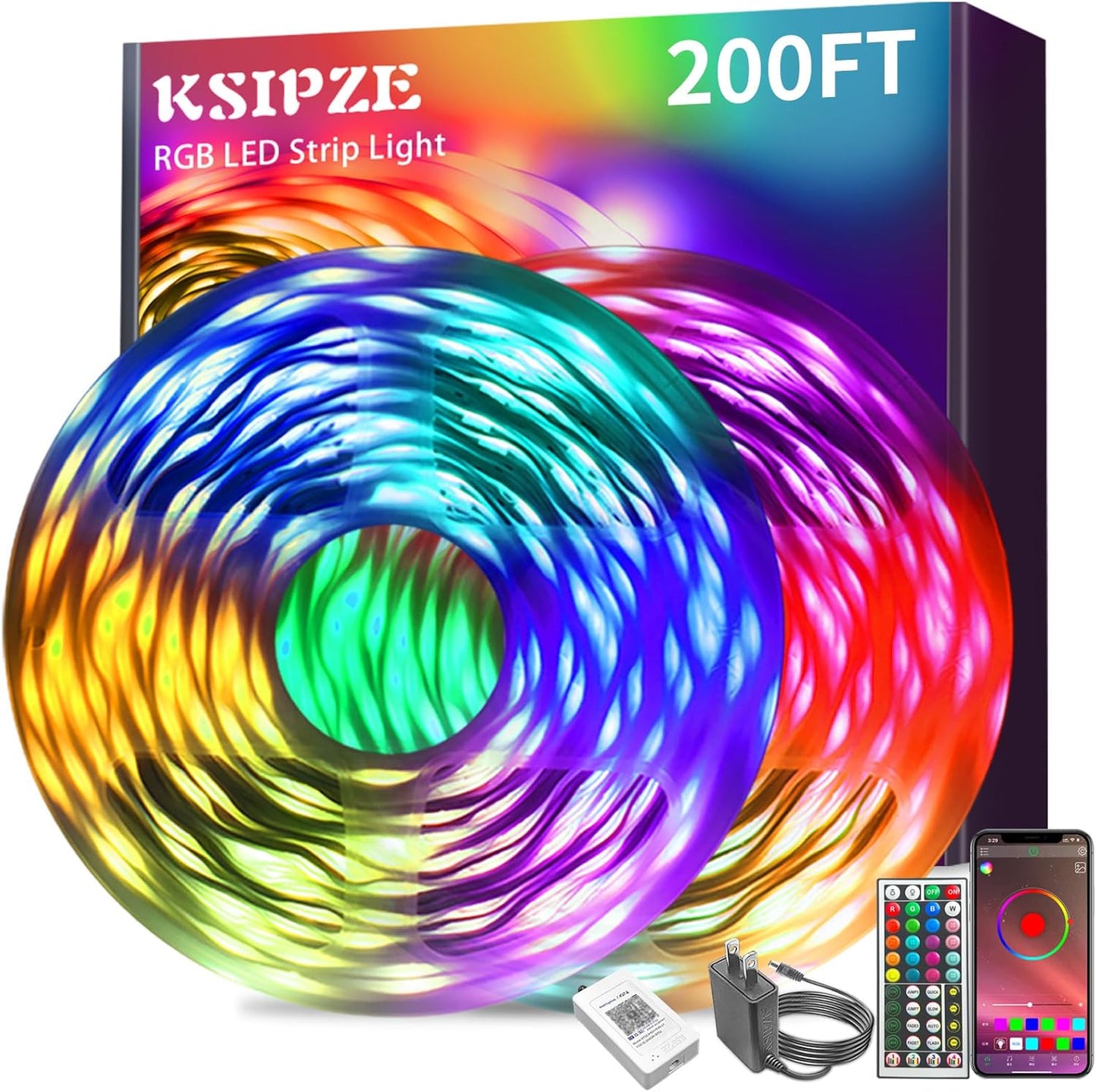 KSIPZE 100ft Led Strip Lights RGB Music Sync Color Changing Led Lights