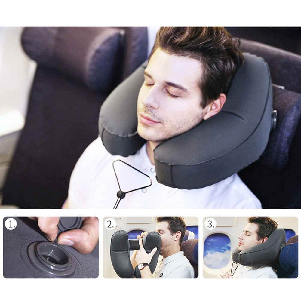 Inflatable Travel Pillow with Hood for Neck Support - Raifaonline