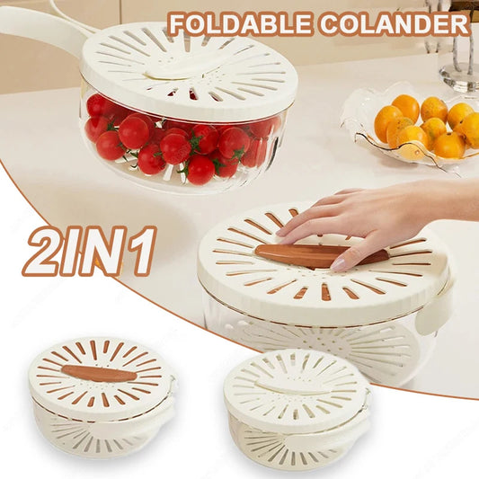 Multifunctional Washing Bowl – Foldable Drain Basket with Lid - Raifaonline