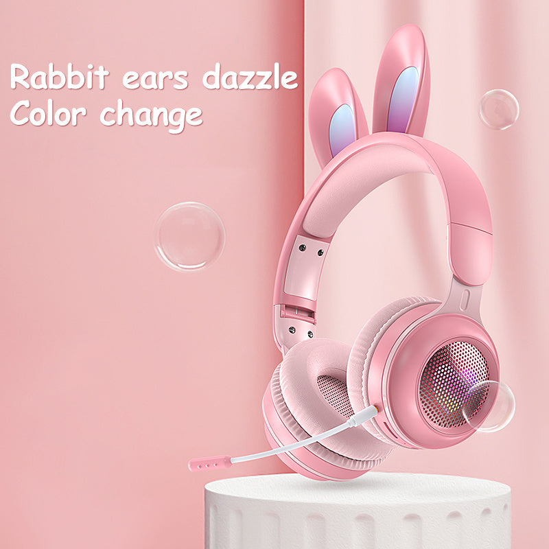 Rabbit Ear  Wireless Luminous Extendable Wheat Headphones - Raifaonline