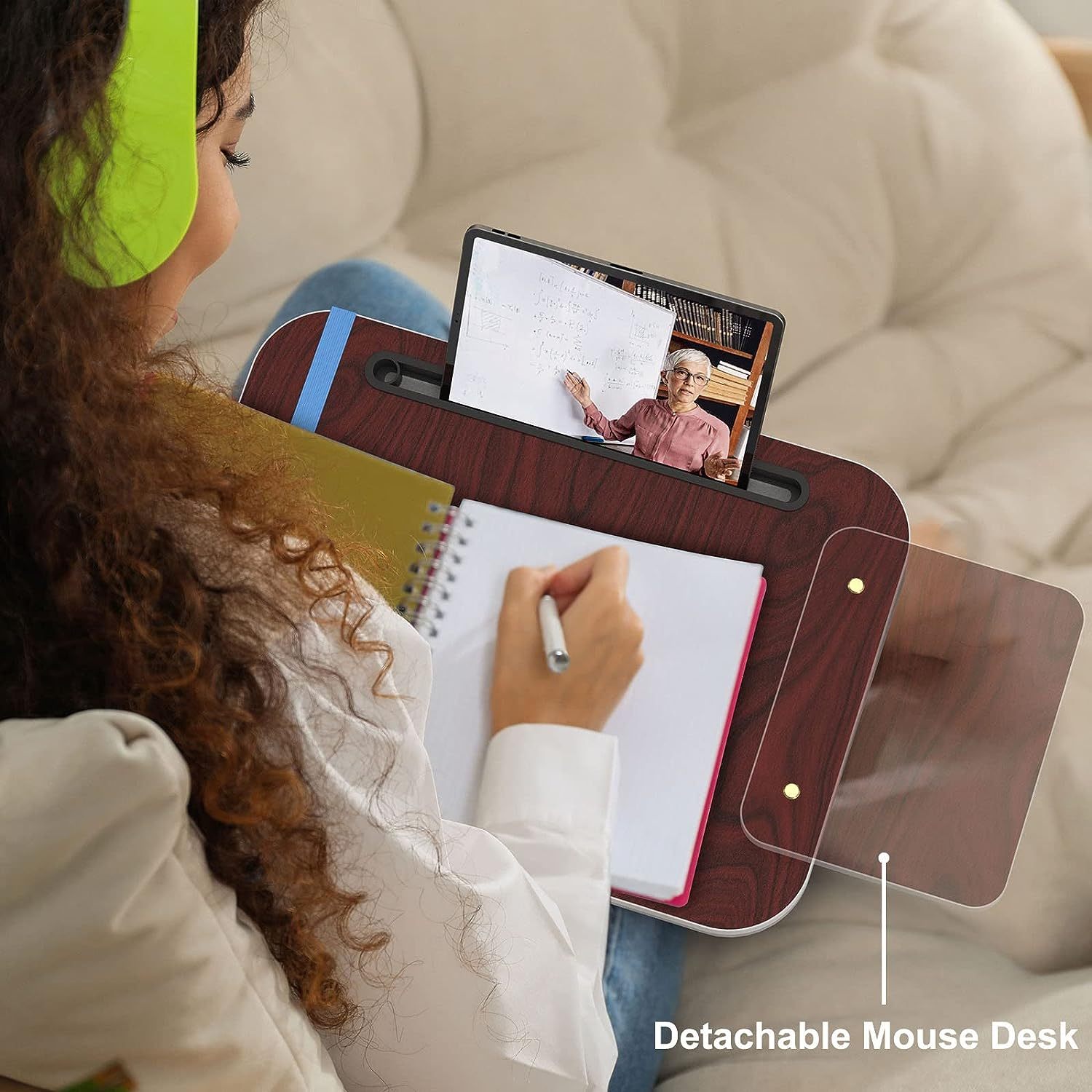 Lap Desk With Cushion, Tablet Holder And Detachable Mouse Tray, - Raifaonline