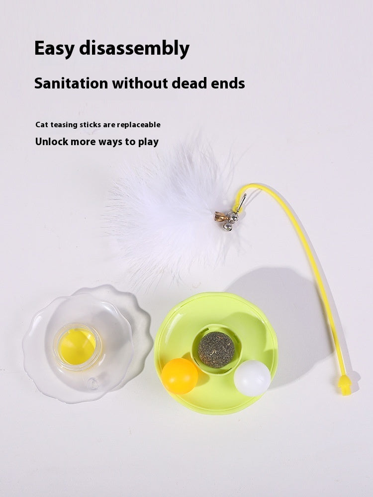 Kitten Play Toy – Wobble Feeder with Teasing Feather Wand