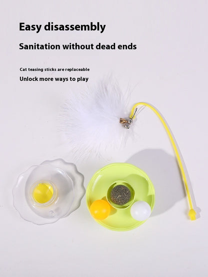 Kitten Play Toy – Wobble Feeder with Teasing Feather Wand - Raifaonline