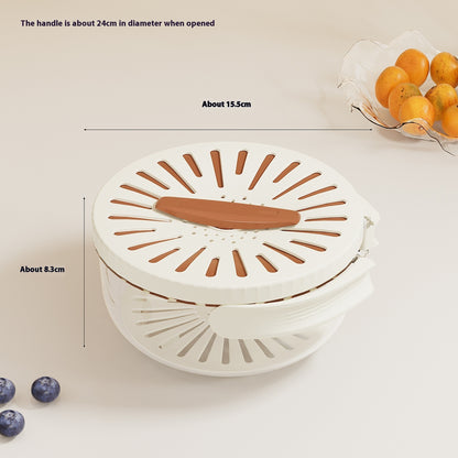 Multifunctional Washing Bowl – Foldable Drain Basket with Lid - Raifaonline