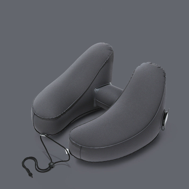 Inflatable Travel Pillow with Hood for Neck Support
