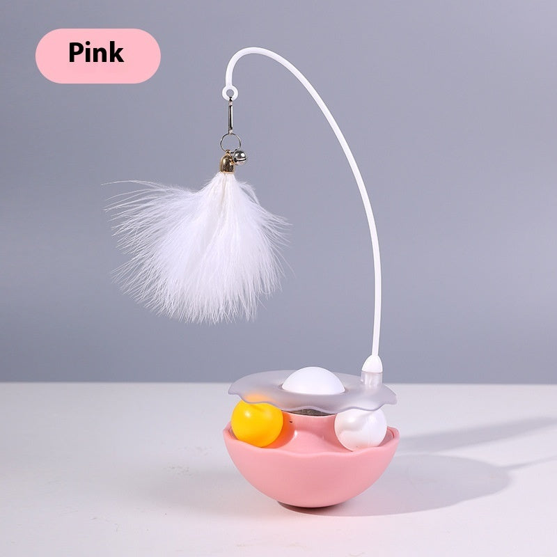 Kitten Play Toy – Wobble Feeder with Teasing Feather Wand