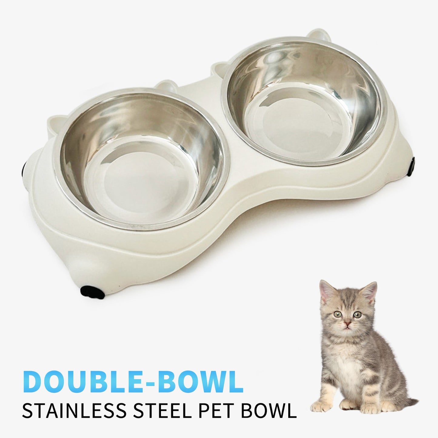 Double Stainless Steel Pet Bowls with Non-Slip Base