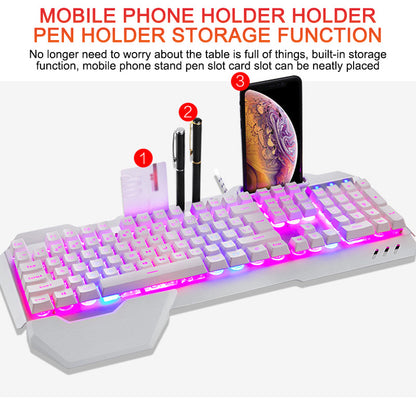 ErgonomicWired Gaming Keyboard with RGB Backlight Phone Holder - Raifaonline