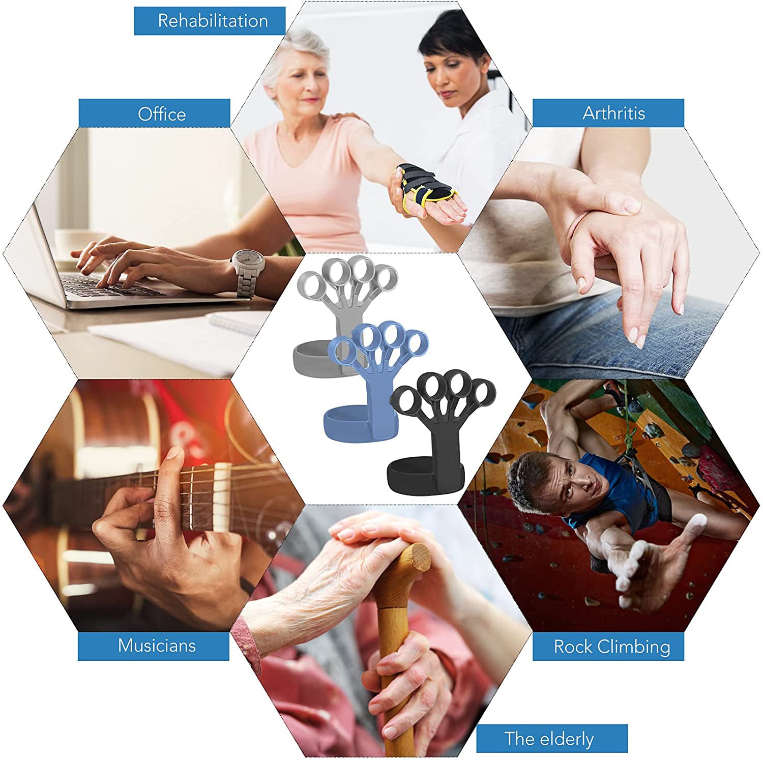 Silicone Finger Exerciser for Hand Grip and Pain Relief