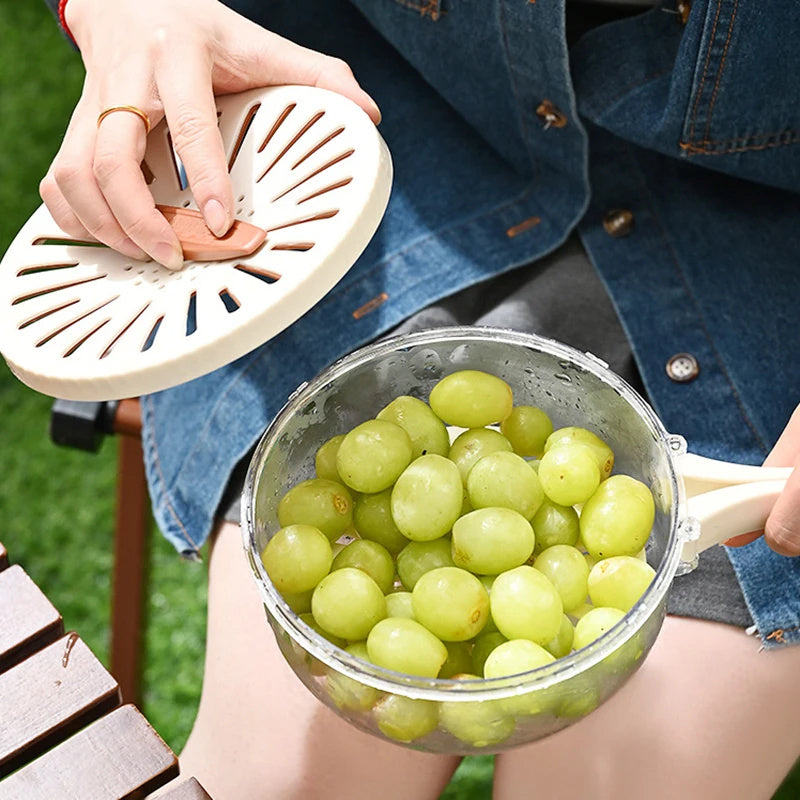 Multifunctional Washing Bowl – Foldable Drain Basket with Lid