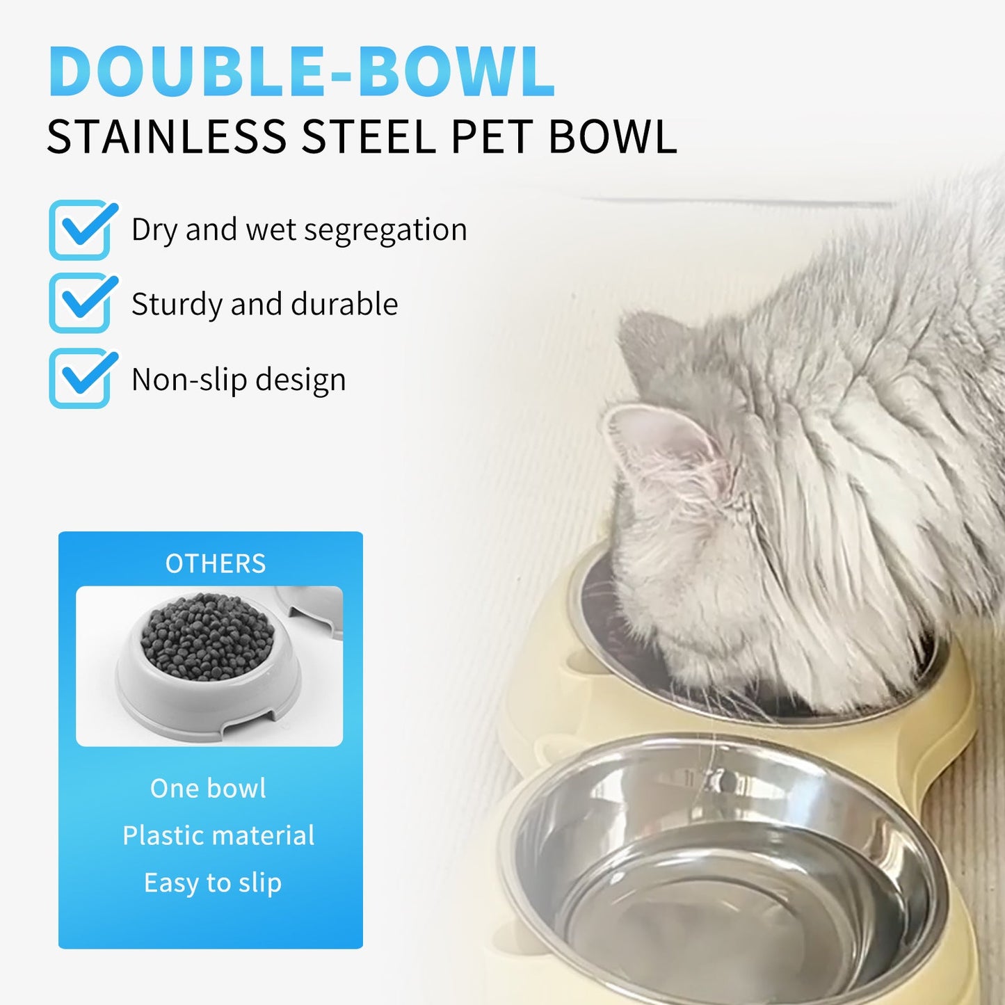 Double Stainless Steel Pet Bowls with Non-Slip Base