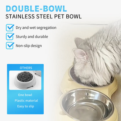 Double Stainless Steel Pet Bowls with Non-Slip Base