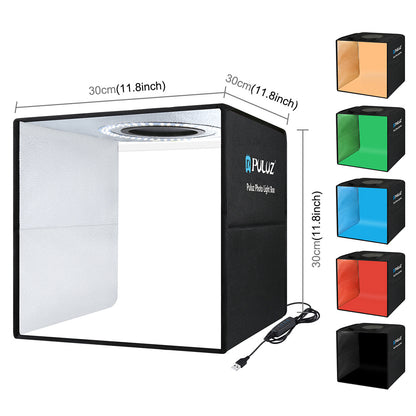 PULUZ 25cm Folding Portable High 97 CRI Ring Light Photo Lighting Studio Set