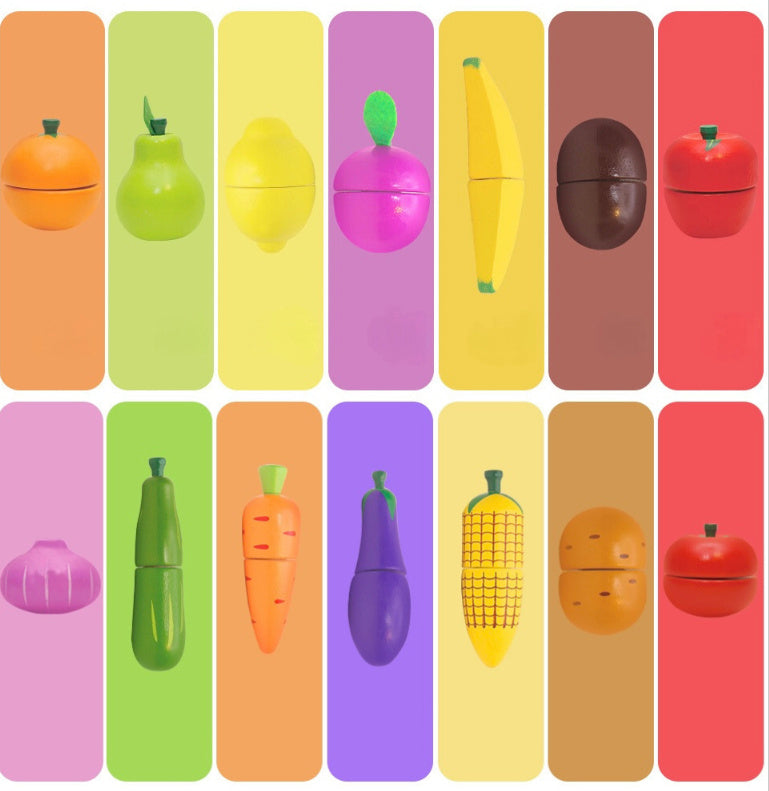 Wooden Vegetable Magnetic Children's Play House Cut Fruit Toys - Raifaonline