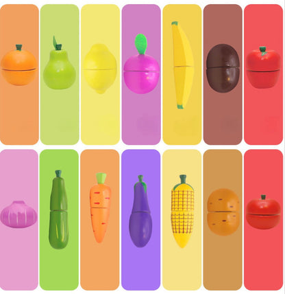 Wooden Vegetable Magnetic Children's Play House Cut Fruit Toys - Raifaonline