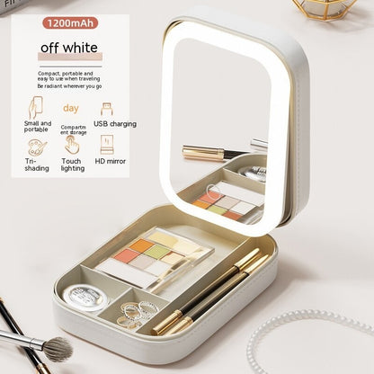 Makeup Storage Box With LED Light Mirror - Raifaonline