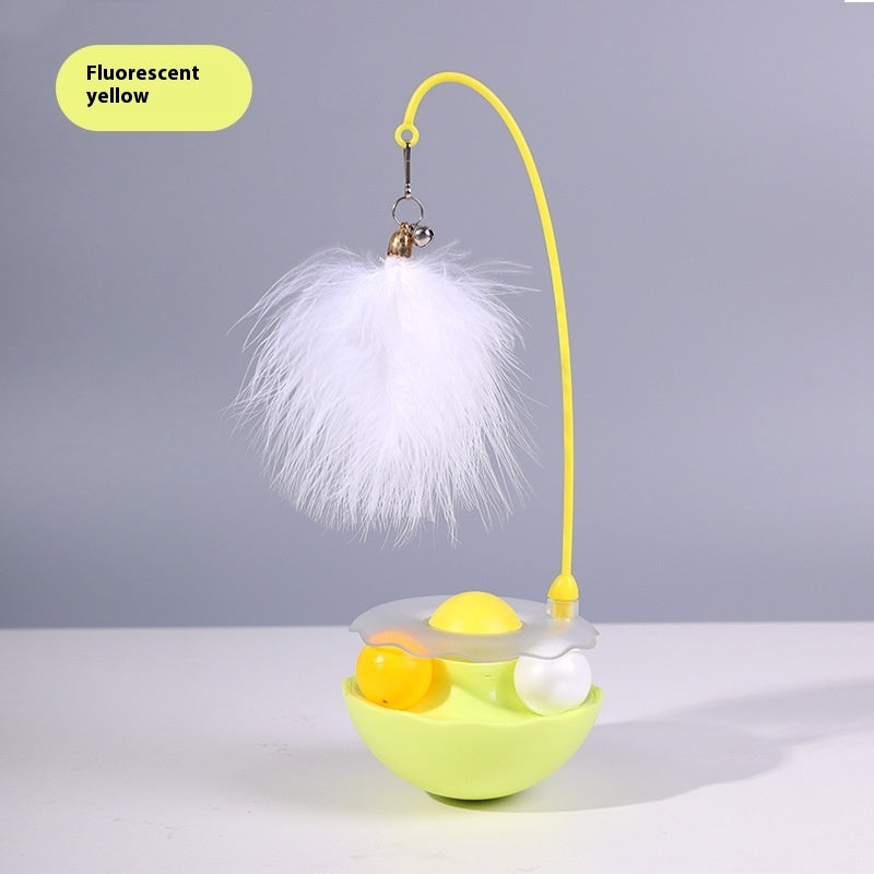 Kitten Play Toy – Wobble Feeder with Teasing Feather Wand
