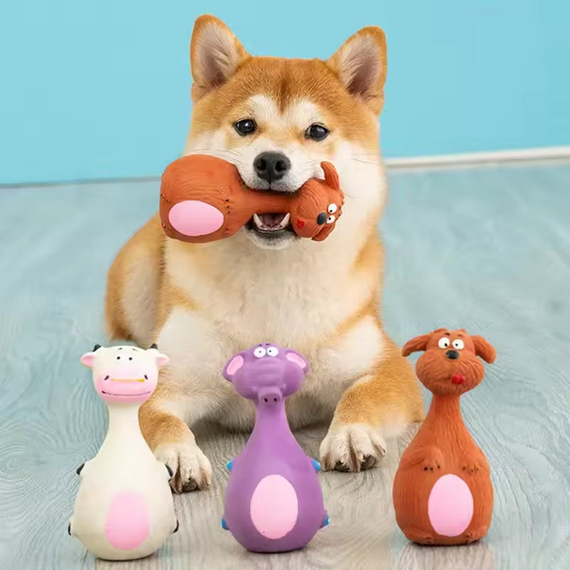 4-Pack Latex Dog Chew Toys with Squeaker